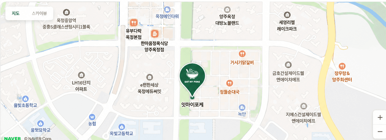 경기도 양주시 옥정동로5사길 20 잇마이포케 위치를 표시한 지도